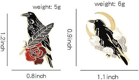 Black Crow Enamel Pins Set Art Rose Moon Lapel Pin Cute Aesthetic Badges for Children Women Backpack Shirt Denim Bag in Kuwait