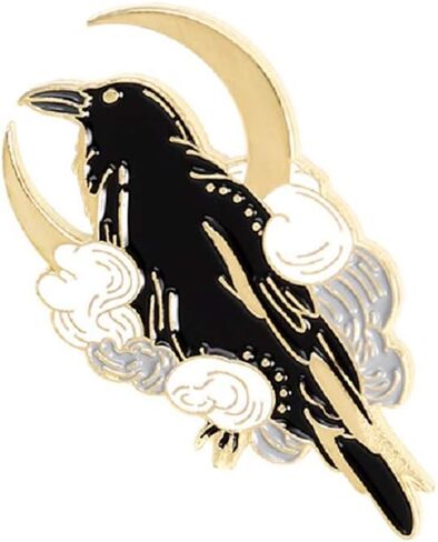 Black Crow Enamel Pins Set Art Rose Moon Lapel Pin Cute Aesthetic Badges for Children Women Backpack Shirt Denim Bag in Kuwait