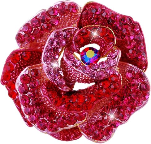 دبوس بروش على شكل زهرة وردية جميلة للنساء من كوني كلوريس مصنوع من حجر الراين الكريستالي in Kuwait