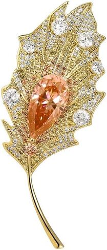 EMEGCY Leaf Brooches for Women Rhinestone Leaf Brooch Pins Crystal Leaf Brooch Gold-plated Leaf Lapel Pin Jewelry Birthday Gift for Wife Friends in Saudi Arabia