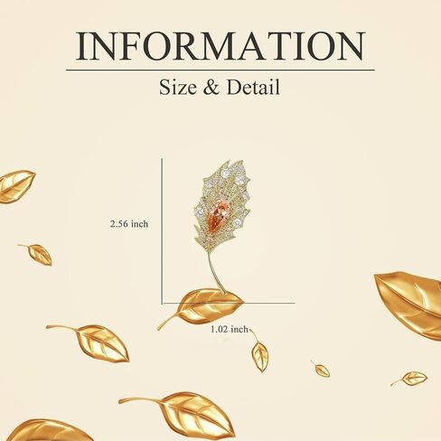 EMEGCY Leaf Brooches for Women Rhinestone Leaf Brooch Pins Crystal Leaf Brooch Gold-plated Leaf Lapel Pin Jewelry Birthday Gift for Wife Friends in Saudi Arabia