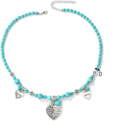 Pingyongchang 3 PCS Vintage Turquoise Women Necklace Bead Simulated Cute Western Necklace Accessories Gift in Saudi Arabia