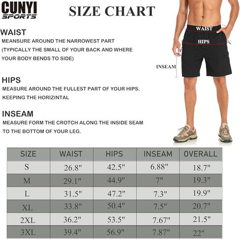 CUNYI Men's Hiking Cargo Shorts Quick Dry Lightweight Shorts for Men Workout Athletic Shorts with Side Zipper Pockets in Kuwait