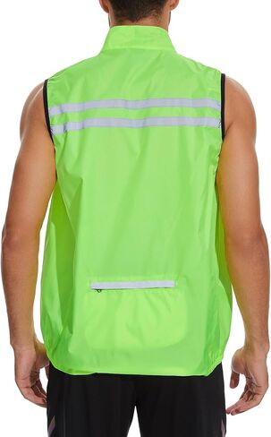 سترة bpbtti الرجالية Hi-Viz الآمنة للجري وركوب الدراجات بدون أكمام سترات واقية من الرياح - مقاومة للرياح وعاكسة للضوء in Kuwait