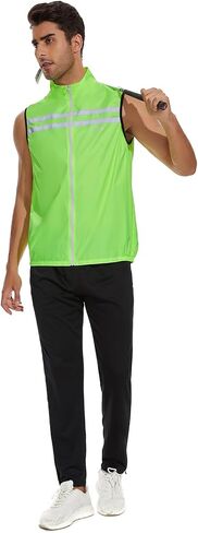 سترة bpbtti الرجالية Hi-Viz الآمنة للجري وركوب الدراجات بدون أكمام سترات واقية من الرياح - مقاومة للرياح وعاكسة للضوء in Kuwait