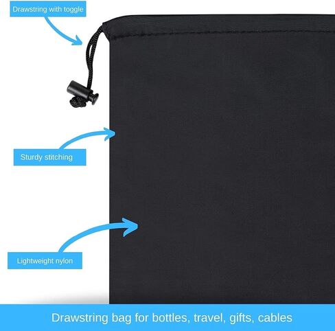 حقيبة برباط من PALTERWEAR - حقيبة من النايلون خفيفة للغاية وحقيبة صغيرة (5 عبوات، أسود، 12 × 16 بوصة) in Kuwait