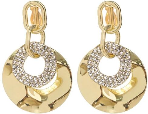 Women's Clip On Earrings Cubic Zirconia Crystal Hoop Earrings No Pierced Ears Dangle Earrings in Kuwait