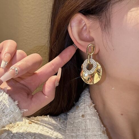 Women's Clip On Earrings Cubic Zirconia Crystal Hoop Earrings No Pierced Ears Dangle Earrings in Kuwait