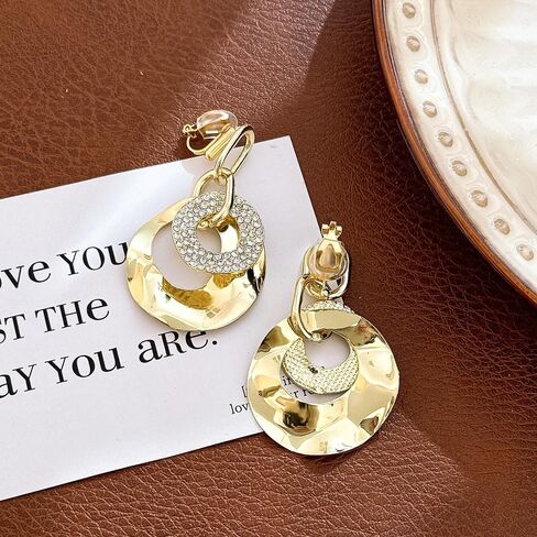 Women's Clip On Earrings Cubic Zirconia Crystal Hoop Earrings No Pierced Ears Dangle Earrings in Kuwait