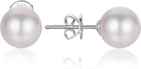 Pearl Stud Earrings for Women 925 Sterling Silver Sensitive Genuine 5mm White Real Round Freshwater Cultured Pearls Everyday Earrings Studs Ladies in Saudi Arabia