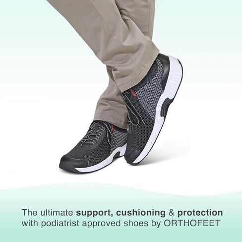 حذاء المشي Edgewater للرجال من Orthofeet، رياضي، أسود، 14 X-Wide in Kuwait