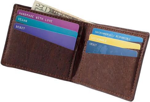 Corkor Cork Wallet for Men, Vegan Cruelty Free Non Leather, Bi-fold for Cards Cash in Saudi Arabia