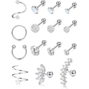 IRONBOX 16G Cartilage Earrings for Women Stainless Steel Conch Piercing Jewelry Helix Earrings Tragus Jewelry 15Pcs in Saudi Arabia