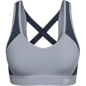 Yvette Sports Bra High Impact Womens 32A-48DD Cross Back Push Up High Support Bra Plus Size