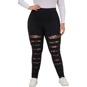 Floerns Women's Plus Size High Waist Ripped Leggings Yoga Active Pants