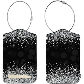 ايكوبلا بطاقة امتعة لامعة فضية لامعة لامعة لامعة لشنط السفر والامتعة، بطاقات تعريف جلدية للاسم والامتعة، بطاقات هوية للامتعة، اسود in Kuwait