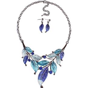 Zthread Chunky Bib Collar necklace Vintage Leaf Bohemian Boho Statement Necklace Earring Women Fashion Jewerly Set