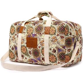 Malirona 22"Canvas Weekender Overnight Bags Travel Duffel Bag Carry On Bag for Women and Girls (Purple Flower)