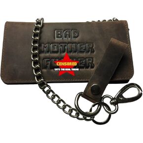 BMF Leather Bifold Biker Wallet with Chain New Tough Raw Brown Leather Version in Saudi Arabia