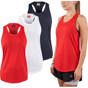 Nautica Competition 3 Pack Workout Tank Tops for Women Active Athletic Gym Workout Running Exercise Yoga Dry-Fit Fabric