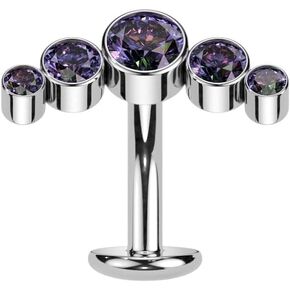 Pierced Owl 14GA F136 Implant Grade Titanium Threadless Convex Base CZ Crystal Curve Top Floating Belly Button Ring