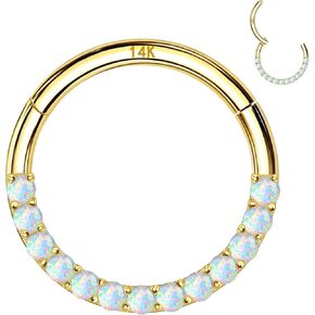 حلقات حاجز الانف من الذهب عيار 14 قيراط 16 غرام للنساء والرجال من ديزاينفي، اقراط حلقية مفصلية 6 ملم 8 ملم، حلقات زركونيا مكعبة للانف وحاجز الانف وهيليكس وروك وزنمة الاذن، مضادة للحساسية، لون in Kuwait