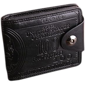 Generic Mens Coffee Bi-fold Card Photo Holder Wallet Handbag Purse US 100 Dollar Bill Leather (Black) in Saudi Arabia