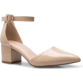 Olivia K Women's Classic Pumps Close Toe Ankle Strap Kitten Heel - Adorable Low Block Heel in Kuwait
