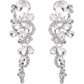 BriLove Women's Bohemian Boho Crystal Wedding Bridal Multiple Teardrop Chandelier Long Dangle Earrings