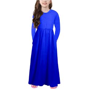 Miss Bei Girl's Summer Short Long Sleeve Stripe Holiday Dress Maxi Dress with Pocket Size 3-16T in Saudi Arabia