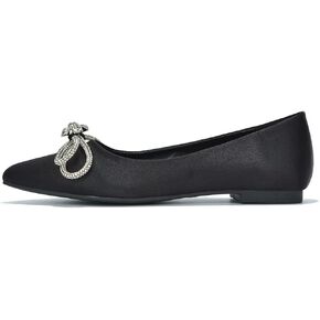 Cape Robbin Stearling Pointed Toe Flats for Women, Women's Flats with Rhinestone Bow