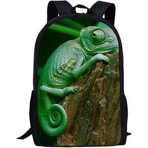 Customized Children School Backpack Chameleon Animal Book Bags for Boys Kids Girls one-size