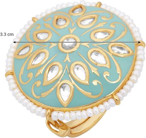 I Jewels مصنوعة بشكل معقد من المينا الأحمر التقليدي المطلي بالذهب عيار 18 قيراطًا/حلقة Moti عمل Meena منزلقة مع Polki Kundans غير مقطوعة وحواف مع Moti للنساء/الفتيات in Saudi Arabia