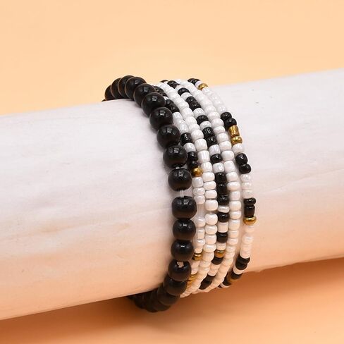 Pingyongchang Stackable Multi Layer Bohemian Bead Bracelet For Women Girls Handmade Colorful Beads Layered Stretch Multilayer Bangles Bracelets Beach Anklets Jewelry String Charm Bracelets 6 pieces in Kuwait