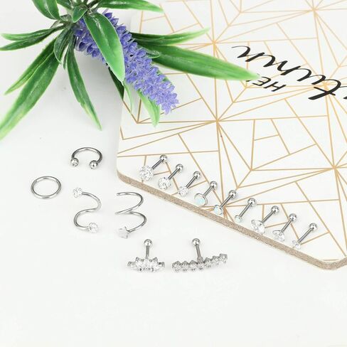 IRONBOX 16G Cartilage Earrings for Women Stainless Steel Conch Piercing Jewelry Helix Earrings Tragus Jewelry 15Pcs in Saudi Arabia