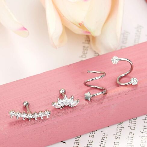 IRONBOX 16G Cartilage Earrings for Women Stainless Steel Conch Piercing Jewelry Helix Earrings Tragus Jewelry 15Pcs in Saudi Arabia