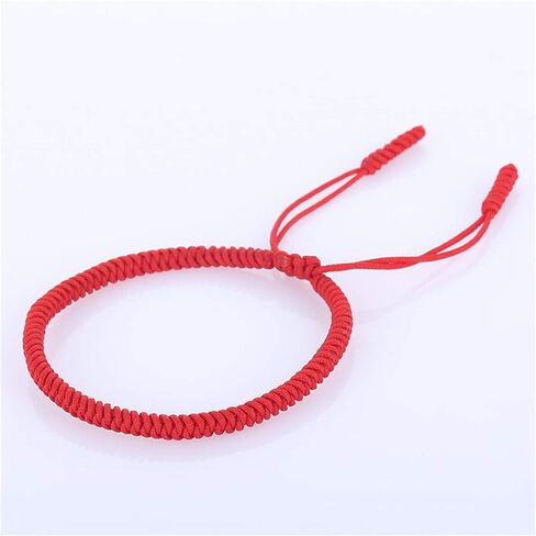 kelistom Handmade Tibetan String Bracelets for Women Men Boys Girls, Buddhist Kabbalah Adjustable Hand-woven Cord rope Bracelet for Protection and Luck, Red Black Colored rope in Kuwait