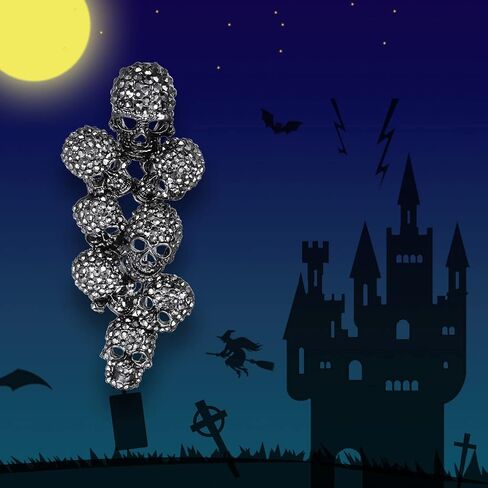 EVER FAITH Austrian Crystal Halloween Gorgeous 8 Skeleton Head Cluster Brooch in Kuwait