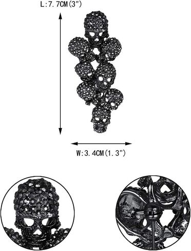 EVER FAITH Austrian Crystal Halloween Gorgeous 8 Skeleton Head Cluster Brooch in Kuwait