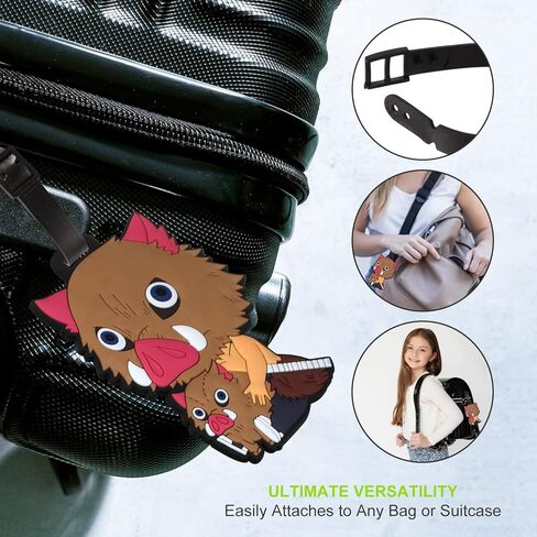 Luggage Tag for Suitcases Bag Baggage Travel Tags Identifiers Cute Kawaii Anime Character Funny Fun Large Silicone Name Luggage ID Tags for Kids Women Girls Men XLP-0611-5 in Kuwait
