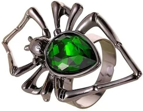 خواتم قابلة للتمدد بتصميم عنكبوت للنساء والرجال، خواتم مفتوحة على شكل عنكبوت اسود قوطي، مجوهرات كريستال بانك قابلة للتعديل، اكسسوارات مجوهرات الهالوين، معدن، كريستال in Kuwait