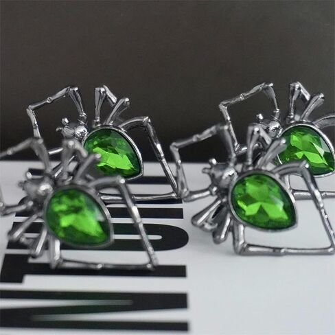 خواتم قابلة للتمدد بتصميم عنكبوت للنساء والرجال، خواتم مفتوحة على شكل عنكبوت اسود قوطي، مجوهرات كريستال بانك قابلة للتعديل، اكسسوارات مجوهرات الهالوين، معدن، كريستال in Kuwait