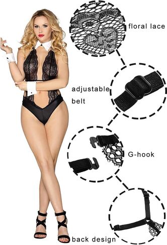 EROMATE Sexy Costume for Women Mini Secretary Lingerie Backless Dress Uniform in Kuwait