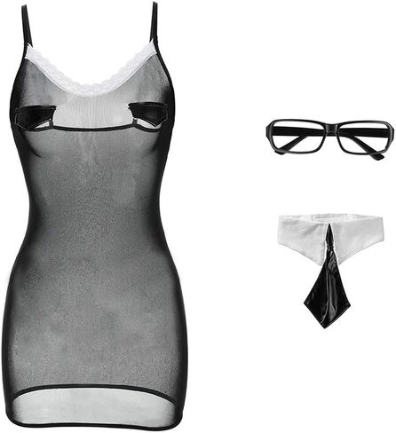 EROMATE Sexy Costume for Women Mini Secretary Lingerie Backless Dress Uniform in Kuwait
