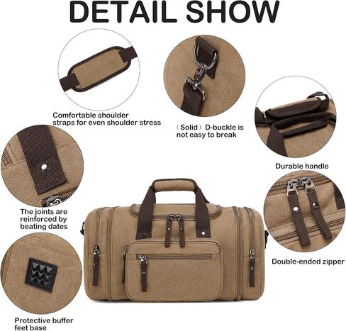Canvas Duffle Travel Bag SunBorls 24.8in Overnight Weekend Bag Contains 50L of Daily Individual Items(Coffee) in Kuwait