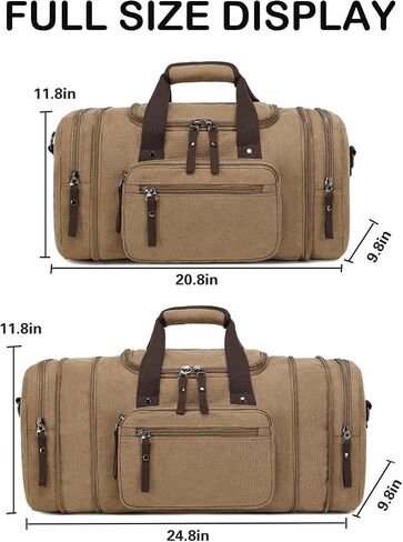 Canvas Duffle Travel Bag SunBorls 24.8in Overnight Weekend Bag Contains 50L of Daily Individual Items(Coffee) in Kuwait