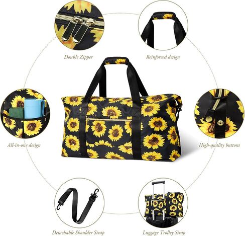 Tuwubi Travel Duffle Bag, Gym Bag for Women, Weekender Bag, Tote Bag, 45L Travel Duffel Bags with Small Pouch - Black in Saudi Arabia