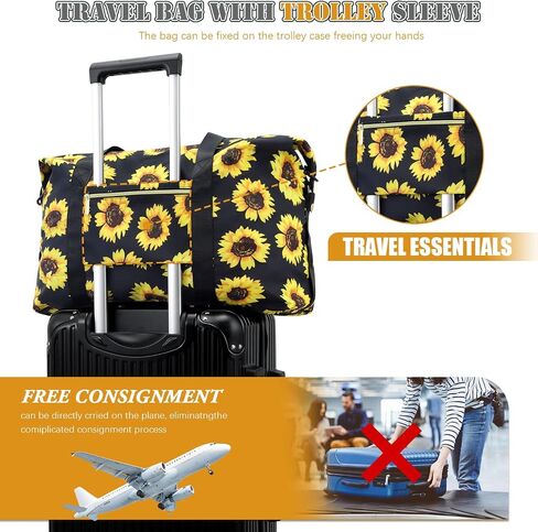 Tuwubi Travel Duffle Bag, Gym Bag for Women, Weekender Bag, Tote Bag, 45L Travel Duffel Bags with Small Pouch - Black in Saudi Arabia