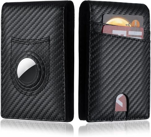 محفظة YIJINSHENG مع حامل بطاقة Airtag للرجال مع محفظة بطاقة هوائية رفيعة وبسيطة من ألياف الكربون ومحفظة من الجلد الصناعي RFID للرجال in Kuwait