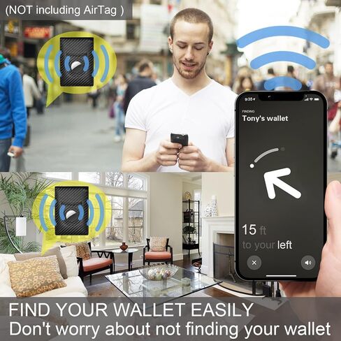 محفظة YIJINSHENG مع حامل بطاقة Airtag للرجال مع محفظة بطاقة هوائية رفيعة وبسيطة من ألياف الكربون ومحفظة من الجلد الصناعي RFID للرجال in Kuwait